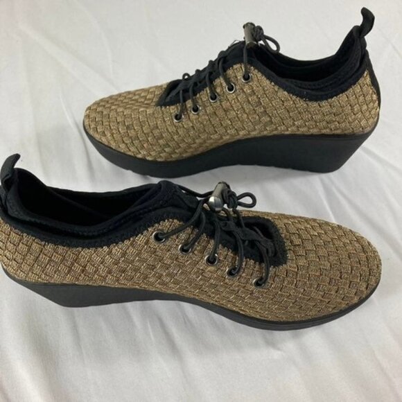 Womens‎ Steven by Steve Madden Wedge Shoe Gold Black Base 9 - Picture 3 of 9